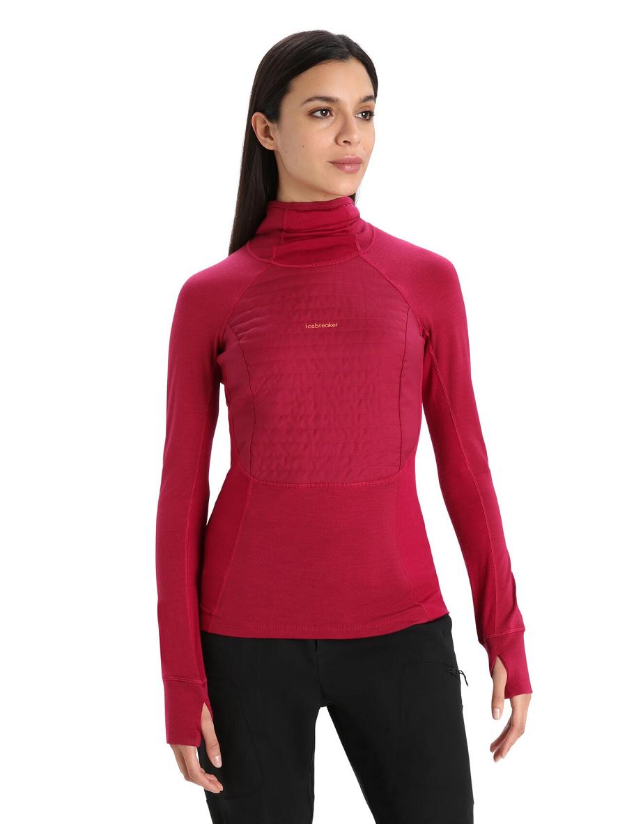 Cherry Icebreaker ZoneKnit™ Merino Insulated Long Sleeve Hoodie Women\'s One Piece & Sets | AU 1801RVDW